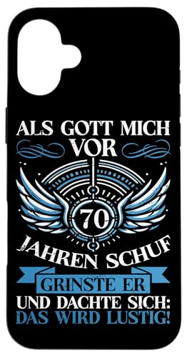 Als Gott mich vor 70 Jahren schuf 70. Geburtstagsfeier Hülle für iPhone 16 Plus Als Gott mich vor 70 Jahren schuf 70. Geburtstagsfeier Hülle für iPhone 16 Plus von Feier Party 70. Geburtstag Feiern Männer