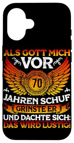 Als Gott mich vor 70 Jahren schuf 70. Geburtstagsfeier Hülle für iPhone 16 Als Gott mich vor 70 Jahren schuf 70. Geburtstagsfeier Hülle für iPhone 16 von Feier Party 70. Geburtstag Feiern Männer