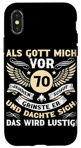 Als Gott mich vor 70 Jahren schuf 70. Geburtstagsfeier Hülle für iPhone X/XS Als Gott mich vor 70 Jahren schuf 70. Geburtstagsfeier Hülle für iPhone X/XS von Feier Party 70. Geburtstag Feiern Männer