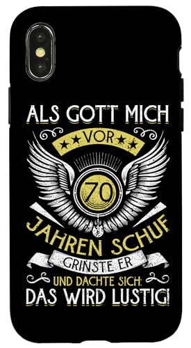 Als Gott mich vor 70 Jahren schuf 70. Geburtstagsfeier Hülle für iPhone X/XS Als Gott mich vor 70 Jahren schuf 70. Geburtstagsfeier Hülle für iPhone X/XS von Feier Party 70. Geburtstag Feiern Männer