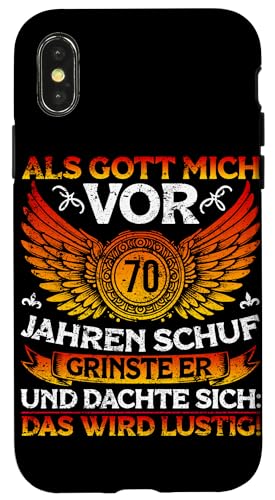 Als Gott mich vor 70 Jahren schuf 70. Geburtstagsfeier Hülle für iPhone X/XS Als Gott mich vor 70 Jahren schuf 70. Geburtstagsfeier Hülle für iPhone X/XS von Feier Party 70. Geburtstag Feiern Männer