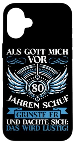 Als Gott mich vor 80 Jahren schuf 80. Geburtstagsfeier Hülle für iPhone 16 Plus Als Gott mich vor 80 Jahren schuf 80. Geburtstagsfeier Hülle für iPhone 16 Plus von Feier Party 80. Geburtstag Feiern Männer
