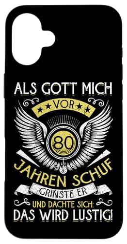 Als Gott mich vor 80 Jahren schuf 80. Geburtstagsfeier Hülle für iPhone 16 Plus Als Gott mich vor 80 Jahren schuf 80. Geburtstagsfeier Hülle für iPhone 16 Plus von Feier Party 80. Geburtstag Feiern Männer