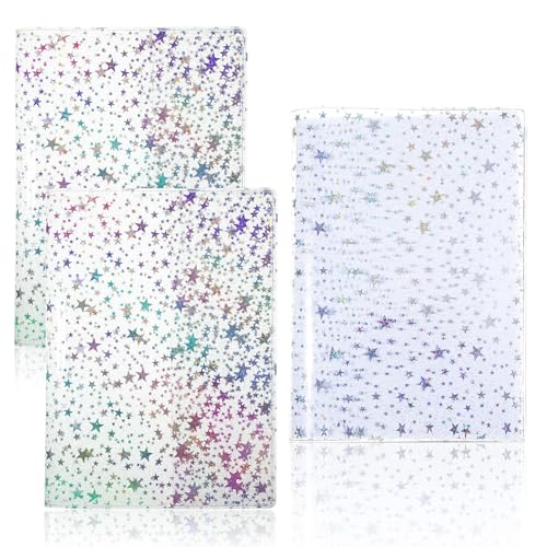 Feifeiya 2 Stück weiße B6 Jelly Cover Transparent Planer Cover Glitzer Stern Clear Cover für Tagebuchplaner und Notizbücher von Feifeiya