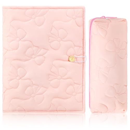 Feifeiya Rosa Schleife Bibelbuchhülle mit Federmäppchen, Kokette Schleifen, Baumwolle, Buchhülle für Hardcover, Bibelschutz, christliche religiöse Erstkommunion, Geschenk-Set für Frauen, waschbar und Feifeiya Rosa Schleife Bibelbuchhülle mit Federmäppchen, Kokette Schleifen, Baumwolle, Buchhülle für Hardcover, Bibelschutz, christliche religiöse Erstkommunion, Geschenk-Set für Frauen, waschbar und von Feifeiya