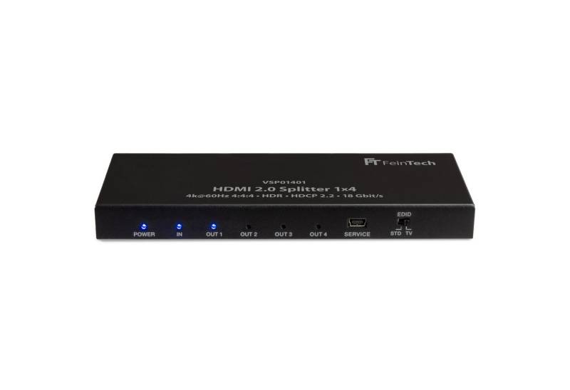 FeinTech HDMI-Splitter VSP01401 HDMI 2.0 Splitter 1x4, Downscaler, EDID-Management von FeinTech
