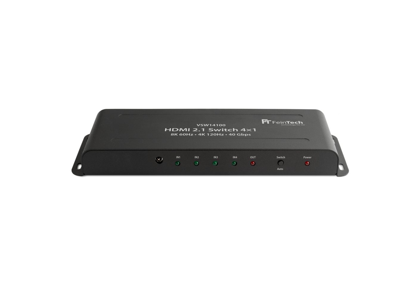 FeinTech HDMI-Splitter VSW14100 HDMI 2.1 Switch 4 In 1 Out, 4K 120Hz, 8k 60Hz, VRR, ALLM mit automatischer Umschaltung, 40 Gbps von FeinTech