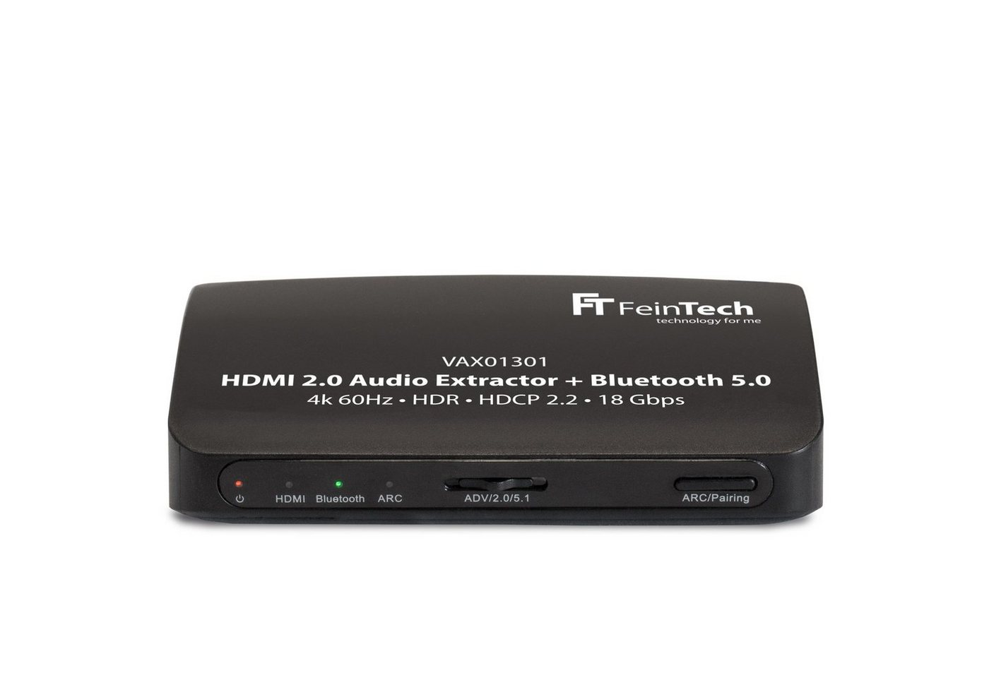 FeinTech VAX01301 HDMI Audio Extractor mit Bluetooth Sender Audio-Adapter HDMI zu Toslink, Cinch, Bluetooth, unterstützt HDMI-ARC von FeinTech