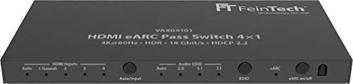 FeinTech VAX04101 HDMI eARC Pass Switch 4x1, für 3 HDMI-Quellen, Soundbar und TV Beamer 4K HDR Dolby Atmos FeinTech VAX04101 HDMI eARC Pass Switch 4x1, für 3 HDMI-Quellen, Soundbar und TV Beamer 4K HDR Dolby Atmos von FeinTech