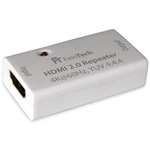 FeinTech VMR00100 HDMI 2.0 Repeater Signal-Verstärker (UHD 4K 60 Hz, HDR), 50 m Reichweite, HDCP 2.2, weiß von FeinTech