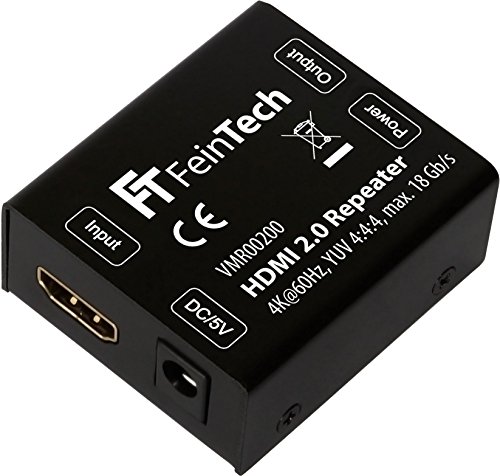 FeinTech VMR00200 HDMI 2.0 Repeater Signal-Verstärker (UHD 4K 60 Hz, HDR) 50 m Reichweite HDCP 2.2 schwarz von FeinTech
