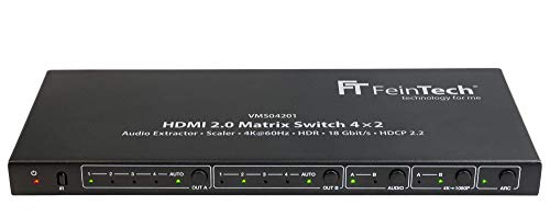 FeinTech VMS04201 HDMI Matrix Switch 4x2 mit Audio Extractor Scaler Ultra-HD 4K 60Hz HDR von FeinTech