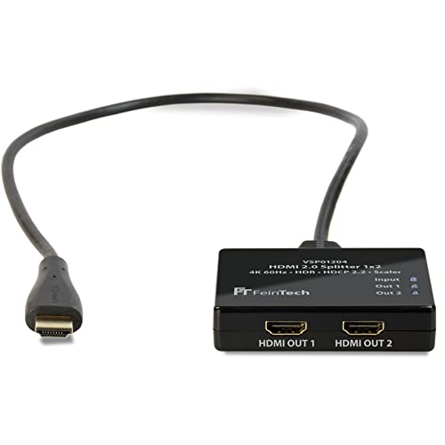 FeinTech VSP01204 HDMI-Splitter Ultra-HD 4K 60Hz HDR mit Scaler, Schwarz von FeinTech