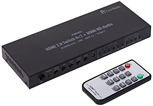 FeinTech VSW04202 HDMI 2.0 Switch 4x1 HD-Audio Extractor 7.1 ARC 4K 60Hz HDR CEC von FeinTech