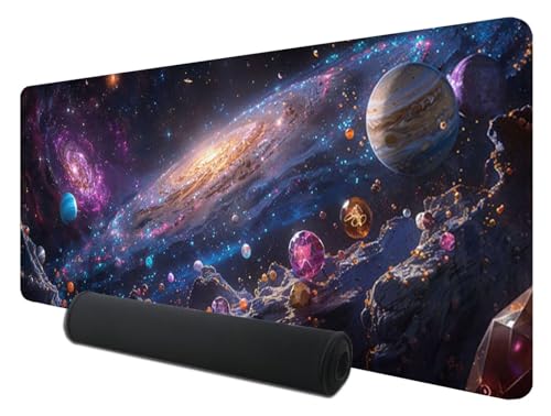 Gaming Mauspad XXL 1000 x 500 mm, Planet Mousepad Groß mit Vernähte Kanten WassXerdicht Anti-Rutsch, XXL Mousepad Romantisch Schreibtischunterlage für PC, Verbessert Präzision und Geschwindigkeit X-8 von Feionnug