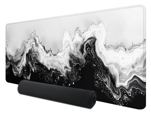 Gaming Mauspad XXL 1200 x 600 mm, Schwarz und Weiß Mousepad Groß mit Vernähte Kanten WassXerdicht Anti-Rutsch, XXL Mousepad Rauch Schreibtischunterlage für Verbessert Präzision und Geschwindigkeit Z-8 von Feionnug