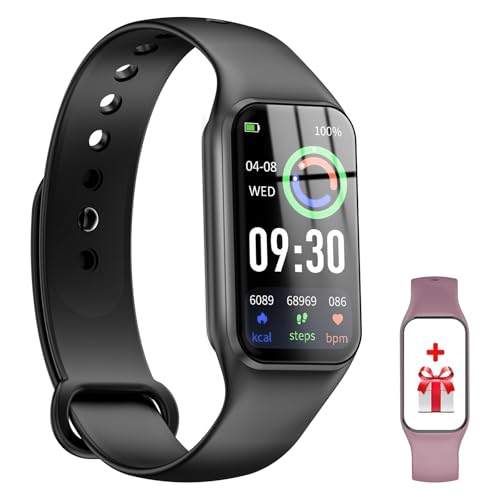 FeipuQu R1 Smartwatch Damen Herren - Oximeter(SpO2) Kalorien Schrittzähler, Schlaf und Herzfrequenzmesser, iP68 Wasserdicht 1,47 Zoll HD Bildschirm, Kompatibel mit Android und iOS Telefonen (2 Riemen) von FeipuQu