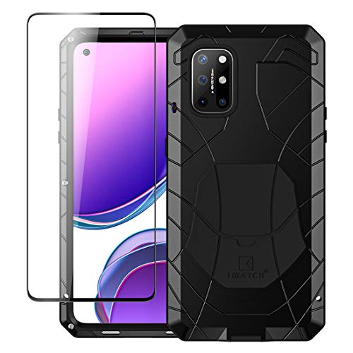 Feitenn Oneplus 8T Metallgehäuse, Case Heavy Duty, Hard Cover Armor Military Bumper Shockproof Defenderr Protective Soft Rubber Men Gift Outdoor with Screen Protector for - Schwarz von Feiteng