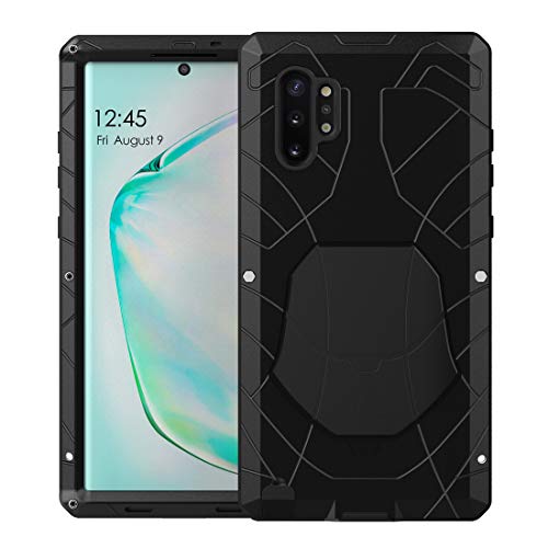 Feitenn aus Metall, Note 10 Plus 5G Hülle, strapazierfähig, Gorilla-Glas-Abdeckung Armor Aluminium Bumper Military Stoßfest Defender für Samsung /Note 10+ 5G, schwarz von Feitenn