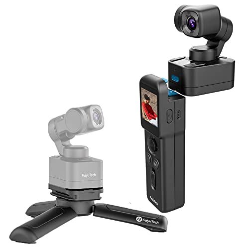 Feiyu Pocket 3 Action-Kamera 4K mit Fernbedienung, offizielles Set, 3-Achsen-Anti-Shake-Stabilisierung, 12 MP Ultra HD, integriertes Mikrofon, 130° Weitsicht, für Vlogging, Tauchen, Reiten von FeiyuTech