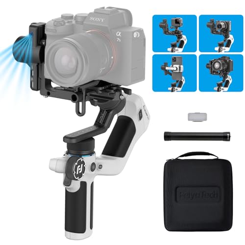 Feiyu SCORP Mini 2 Kit [Offizieller] All-in-1 Stabilisator für spiegellose Kameras/GoPro/Smartphones, Handheld 3-Achsen-Gimbal mit Tragetasche & Selfie Licht & Verlängerungsstange von FeiyuTech