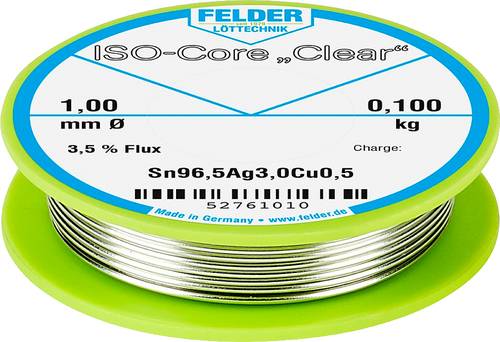 Felder Löttechnik ISO-Core  Clear  SAC305 Lötzinn Spule Sn96,5Ag3Cu0,5 0.100kg 1mm von Felder Löttechnik