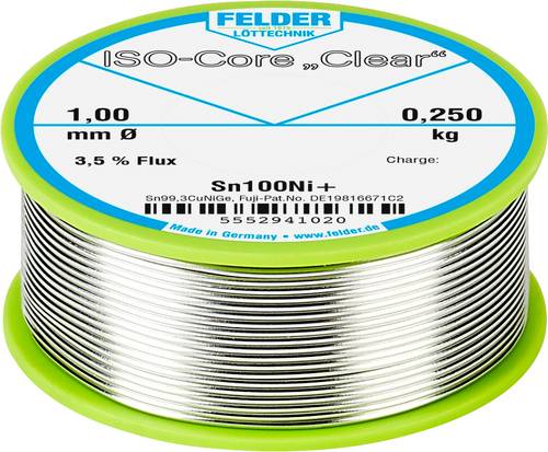 Felder Löttechnik ISO-Core  Clear  Sn100Ni+ Lötzinn, bleifrei Spule Sn99,25Cu0,7Ni0,05 0.250kg von Felder Löttechnik