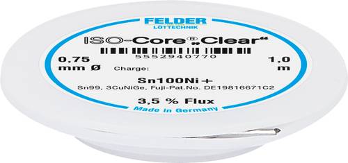 Felder Löttechnik ISO-Core  Clear  Sn100Ni+ Lötzinn, bleifrei Spule Sn99,25Cu0,7Ni0,05 0.75mm von Felder Löttechnik