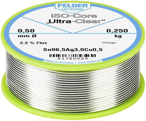 Felder Löttechnik ISO-Core  Ultra Clear  SAC305 Lötzinn Spule Sn96,5Ag3Cu0,5 0.250kg 0.5mm von Felder Löttechnik