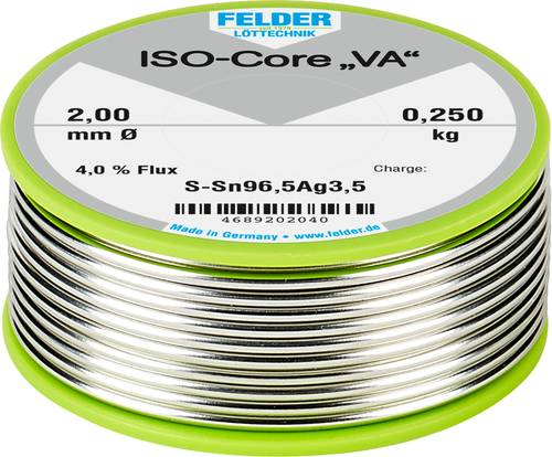 Felder Löttechnik ISO-Core  VA  Lötzinn Spule Sn96,5Ag3,5 0.250kg 2mm von Felder Löttechnik