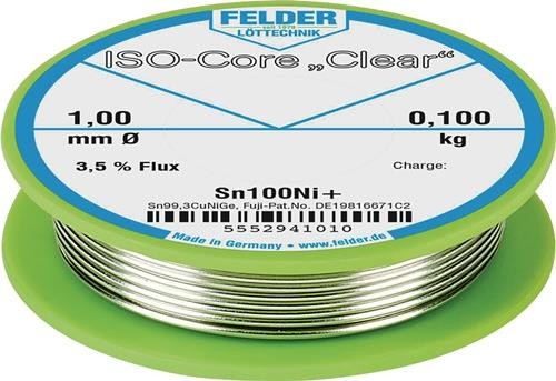 Felder Lötdraht ISO-Core® Clear 1mm 100g Sn100Ni+ 5552941010 von Felder