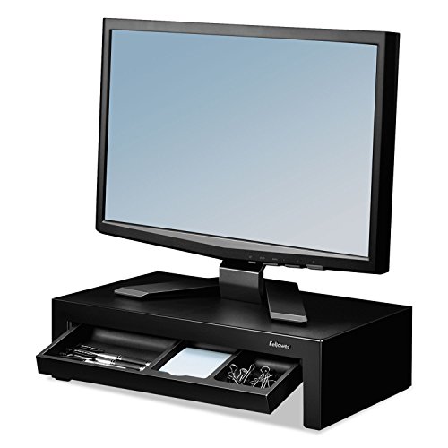 Adjustable Monitor Riser with Storage Tray, 16 x 9 1/2 x 4 1/2-6, Black von Fellowes
