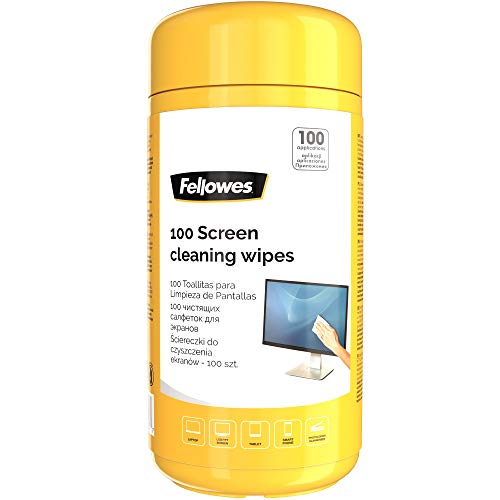 Fellowes 100 Bildschirm- und Tastatur-Wischtücher für Zuhause und Büro – Monitor/Laptop/iPad/Mobiltelefon/Tablet-Reinigungstücher Einzelpackung Multi von Fellowes