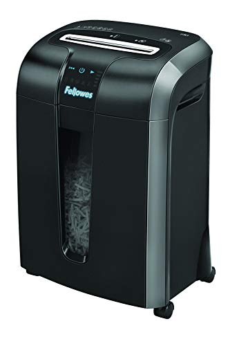 Fellowes 12 Blatt Aktenvernichter, Partikelschnitt (P4) Papierschredder für Büro, Powershred 73Ci, Schredder mit 100% staufrei Technologie, Safesense, Energiesparsystem, 23L Papierkorb, CD Schredder von Fellowes