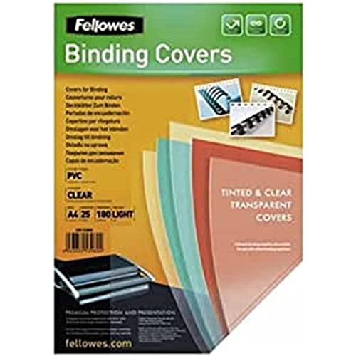 Fellowes 5380001 Deckblatt A4 PVC 180 Mikron, 25 Stück, transparent von Fellowes