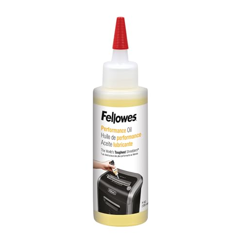 Fellowes Aktenvernichter-Öl, Inhalt: 120 ml, zur Pflege von Partikelschnitt- und Mikroschnitt Aktenvernichtern, einfache Dosierung von Fellowes