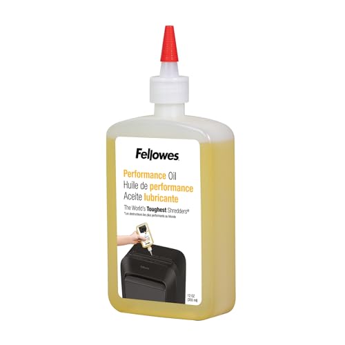 Fellowes Aktenvernichter-Öl, Inhalt: 355 ml, zur Pflege von Partikelschnitt- und Mikroschnitt Aktenvernichtern, einfache Dosierung von Fellowes