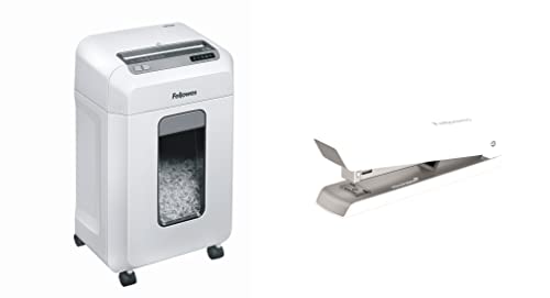 Fellowes Aktenvernichter Powershred 12Ms, 12 Blatt Mini-Cut (P-4) Aktenvernichter, mit SafeSense Technologie + Fellowes Hefter LX820 Classic Full Strip mit Microban Technologie und 20 Blatt Kapazität von Fellowes