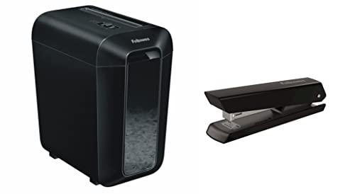 Fellowes Aktenvernichter Powershred LX65, 10 Blatt 4x40mm Cross-Cut P-4, mit Safesense Technologie, 22 Liter Papierkorb + Fellowes Hefter LX820 Full Strip mit Microban, 20 Blatt Kapazität von Fellowes