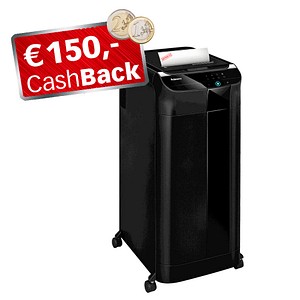 AKTION: Fellowes AutoMax 600M Aktenvernichter mit Partikelschnitt P-5, 2 x 12 mm, bis 600 Blatt, schwarz mit CashBack von Fellowes