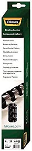 Fellowes Binderücken für Plastikbindung, 8 mm Durchmesser, 21 Ringe, für A4 Dokumente, schwarz, Packung mit 25 Stück Fellowes Binderücken für Plastikbindung, 8 mm Durchmesser, 21 Ringe, für A4 Dokumente, schwarz, Packung mit 25 Stück von Fellowes