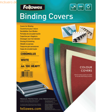 Fellowes Deckblätter Chromolux A4 250g/qm VE=100 Stück weiß von Fellowes