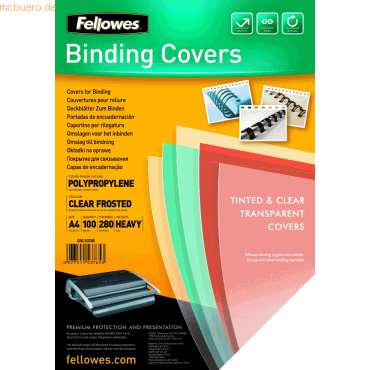 Fellowes Deckblätter Futura A4 PP 280mic VE=100 Stück transparent/matt von Fellowes