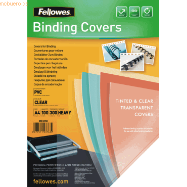 Fellowes Deckblatt A4 300mic PVC transparent VE=100 Stück von Fellowes