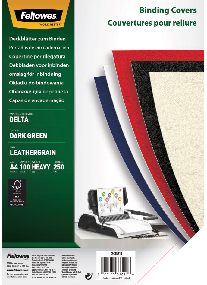 Fellowes Deckblatt Delta, Lederstruktur, DIN A3, schwarz von Fellowes
