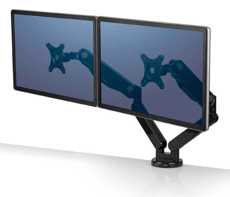 Fellowes Doppel-Monitorarm Platinum, schwarz von Fellowes