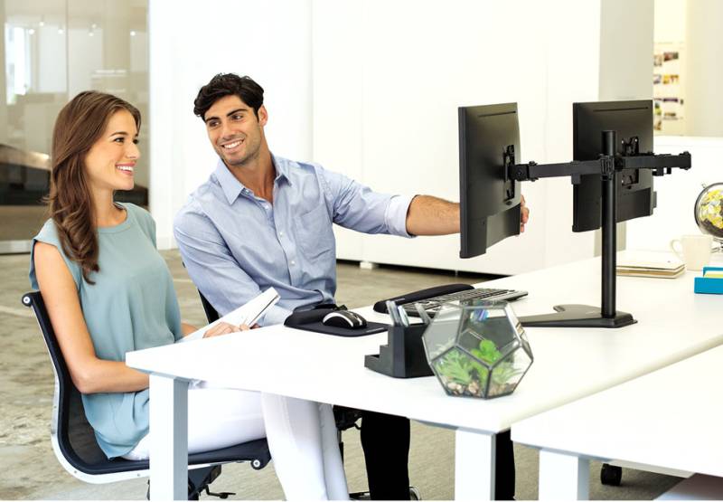Fellowes Doppel-Monitorarm Seasa mit Standfuß, schwarz von Fellowes