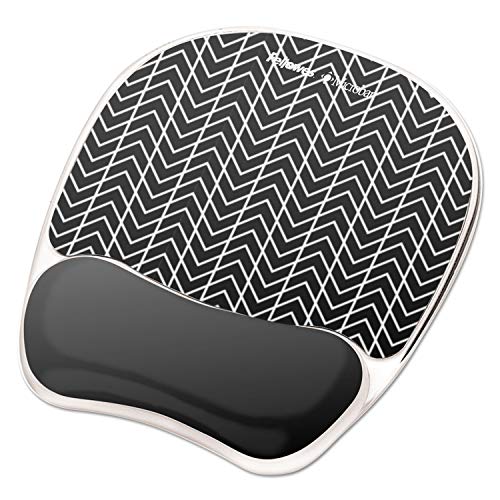 Fellowes Foto-Gel-Mauspad, Handgelenkauflage mit Microban, schwarzer Chevron (9549901) von Fellowes