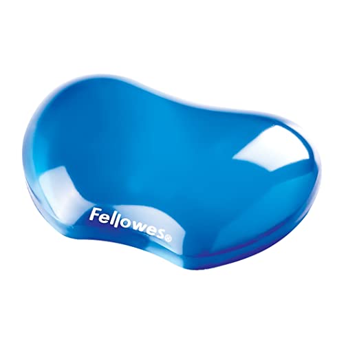 Fellowes Handballenauflage Crystals - Flexible Handgelenkauflage mit weicher Gelfüllung - kompakt - ideal für Büro, Home Office, unterwegs und Gaming - abwaschbar - Farbe: blau von Fellowes