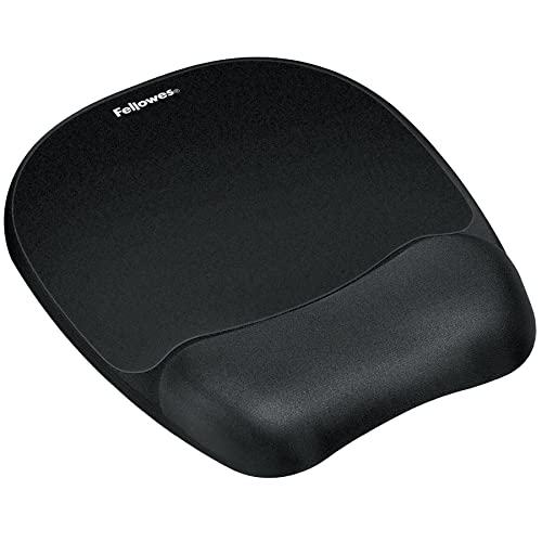 Fellowes Handgelenkauflage Memory Foam mit Mauspad für optische Mäuse, ergonomisch, mit Flexibler Schaumstofffüllung und Stoffbezug, Farbe: schwarz, Black, Standard von Fellowes